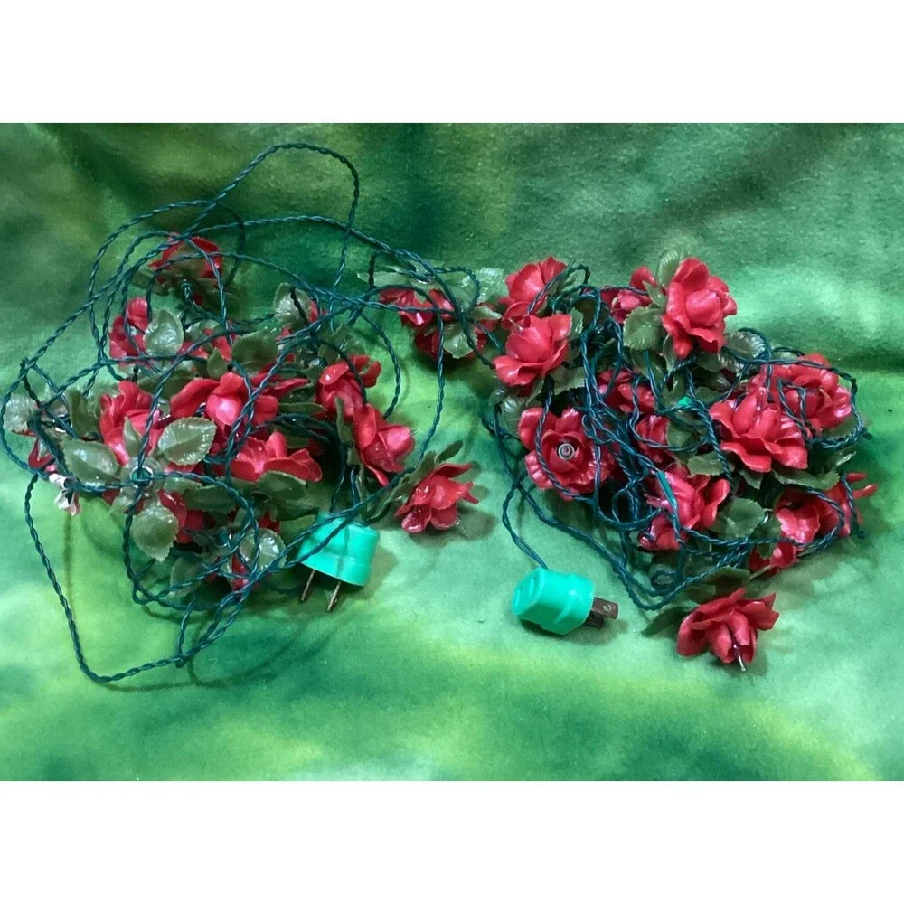 Vintage Trim-A-Teria 20 Italia Rosebud Roses Lite Christmas Lights 2 Strings